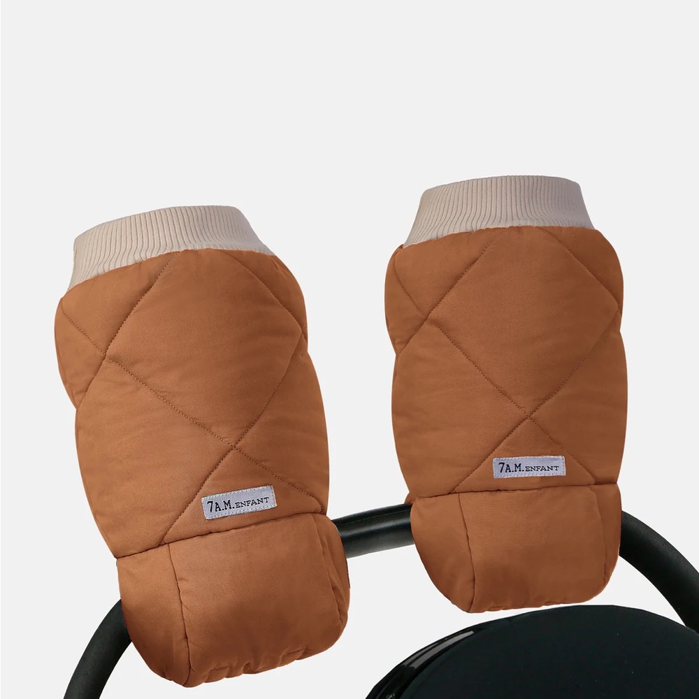Quilted Hand Warmers in Caramel Brown